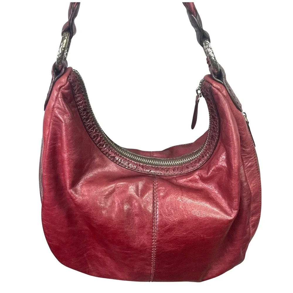 VTG Brighton Florencia Valencia Hobo Burgundy Shoulder Bag, Expandable,‎ leather